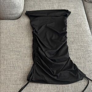 Black Ruched Strapless Dress